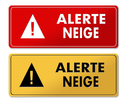Snowfall Alert warning panels in French translation