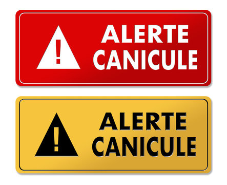 Summer Heat Alert warning panels in French translation