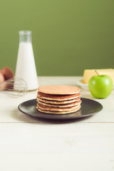 Pancakes. Breakfast. Snacks. Breakfast for the whole family . With copy space.