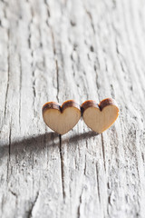 Two wooden hearts