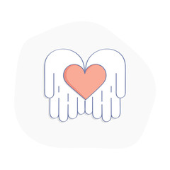 Charity, Donate, Fundraising. Graphic Elements for Nonprofit Organizations and Donation Centre. Hands give Love. Isolated vector illustration on white background.