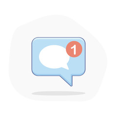 New Message, Dialog, Chat Notification icon vector isolated on white background. Speech Bubble on blue pin. Flat outline design, Push UI element for web and mobile design.