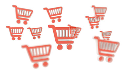 Digital shopping icons isolated 3D rendering