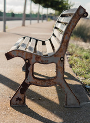 Old rusty bench on the street © sandradombrovsky