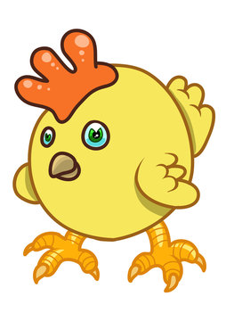 A round yellow cartoon hen. Vector illustration