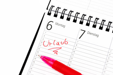 Urlaubstag Notiz im Kalender