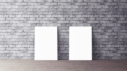 White isolated posters with black frame mockup