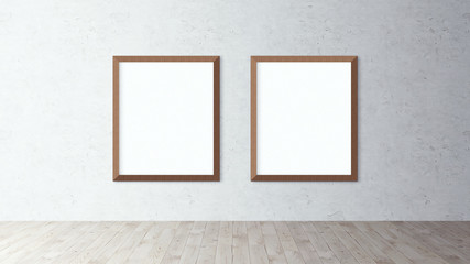 White isolated posters with black frame mockup