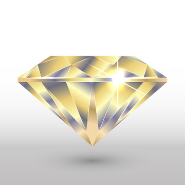 A diamond crystal. In gold tones. Vector image.