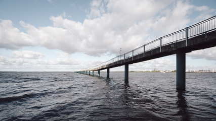Fototapeta na wymiar view of suspension bridge over sea