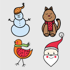 Holiday icons, patches, stickers.