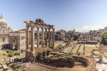 Temple of Saturn at the Roman Forum - Rome, Italy