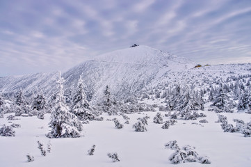 mountain Sniezka in winter