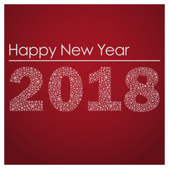 red happy new year 2018 from little snowflakes eps10
