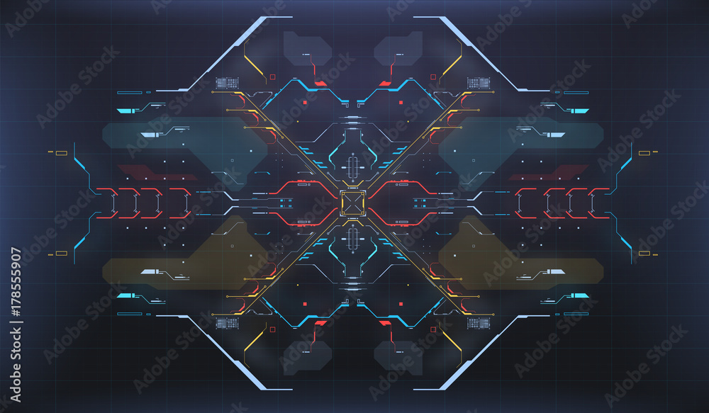 Poster hud ui and infographic elements. radar interface. spaceship hightech screen concept.
