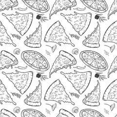 Naklejka premium seamless pattern with pizza. Vector illustration