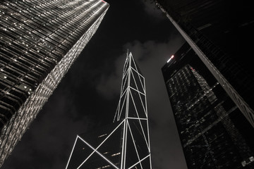 Night lights of Hong Kong skyscrapers