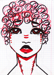 Manga style illustration, sketch