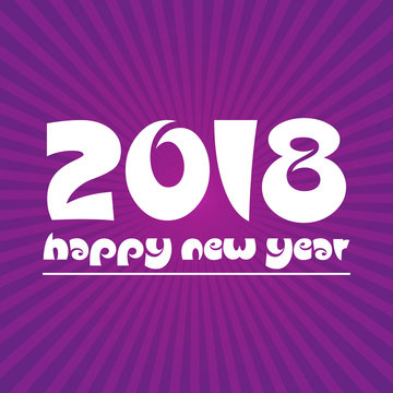 happy new year 2018 on purple stripped background eps10