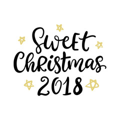 Sweet Christmas 2018. Hand drawn ink lettering