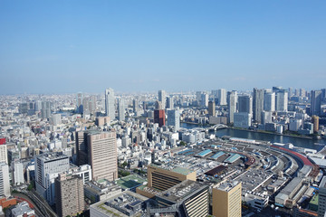 Fototapeta na wymiar Tokyo's district view, Shiodome, Tsukiji and other towns