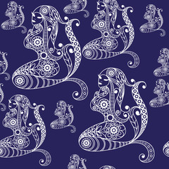Seamless pattern with lace mermaid 1