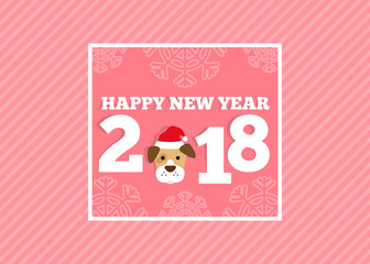 happy new year 2018 background with dog in santa hat