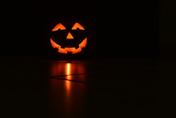 Halloween pumpkin lantern with black background