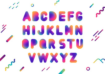 Vector uppercase ultramodern gradient fluid alphabet.