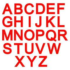 Red 3d letters alphabet, lettering