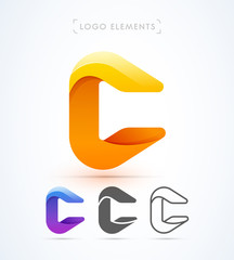 Vector abstract letter C logo template. Material design, flat, line styles.