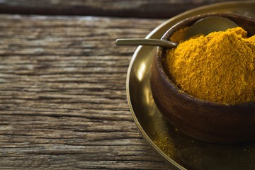 Turmeric powder in plate
