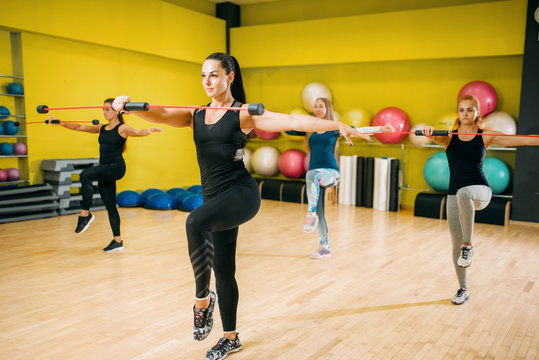 Women group on fitness training, aerobic