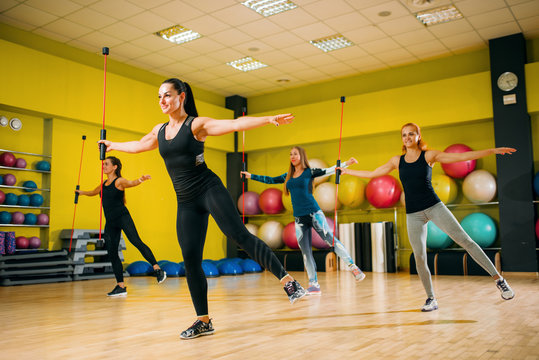 Women group on fitness workout, aerobic