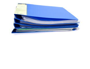 blue files folder. retention of contracts and paper. with isolated white background - copy space