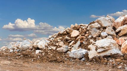 Pile of rocks against the sky.