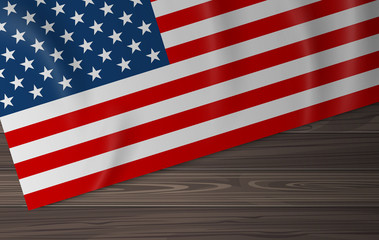 USA American flag on wooden plank background