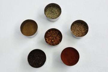 Various types of spices in bowl