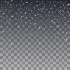 Snowflake vector. Falling Christmas snow fall isolated.