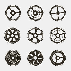 Set of gears on   white background