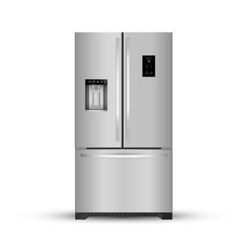 Vector illustration of  modern realistic frige on white background.
