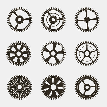 Set of gears on   white background