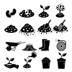vector of soil icon set