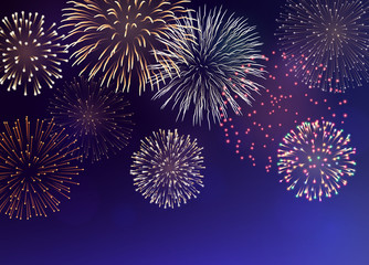 Background with Colorful Fireworks