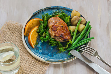 Roast duck fillets with orange marmalade and chilli glaze