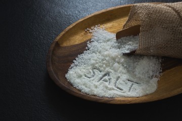 Sea salt spilling out of sack