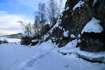  Snow on the river and hills