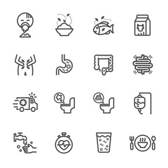 Symptoms and Causes of Diarrhea, Health and medical concept. Vector line icon