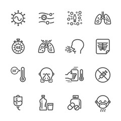 Causes and Symptoms of Respiratory syncytial virus Infection , RSV Infection Treatment , Vector line icon