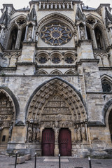 Architectural fragments of Reims Notre-Dame cathedral: North side. Notre-Dame de Reims Cathedral (Our Lady of Reims, 1275) is Roman Catholic Church in Reims. Champagne-ardenne, France.